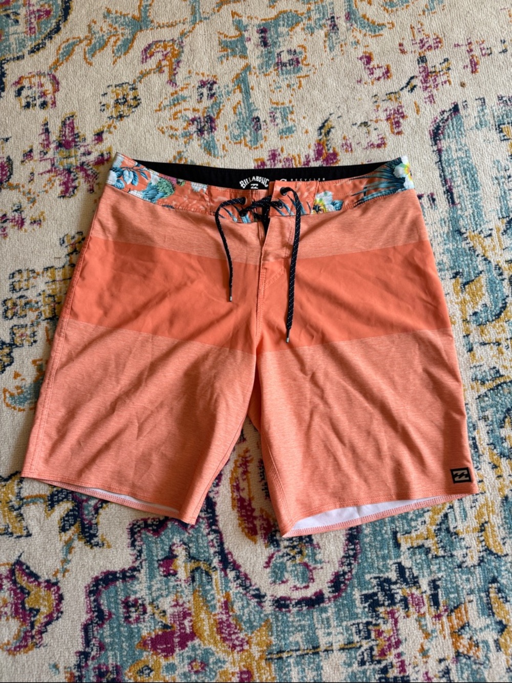 Billabong Coral Panel Men's Swim Board Shorts with Floral Waistband